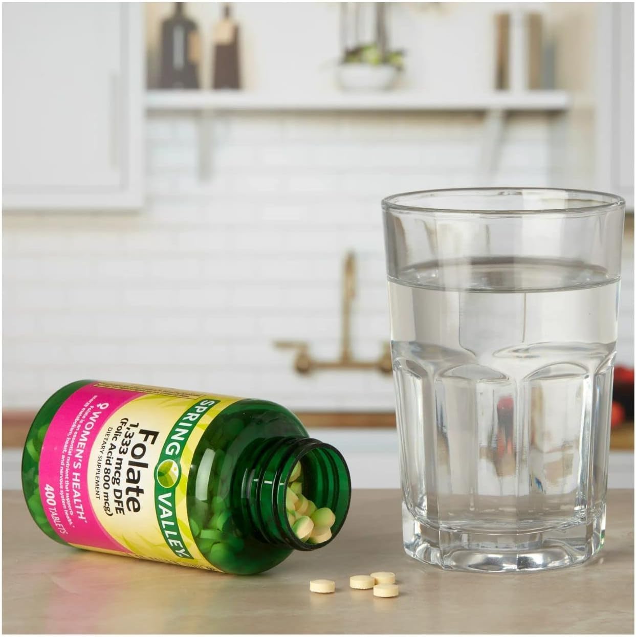400 Count Folate Dietary Supplement with 1,333 mcg - Includes EDLVS Sticker