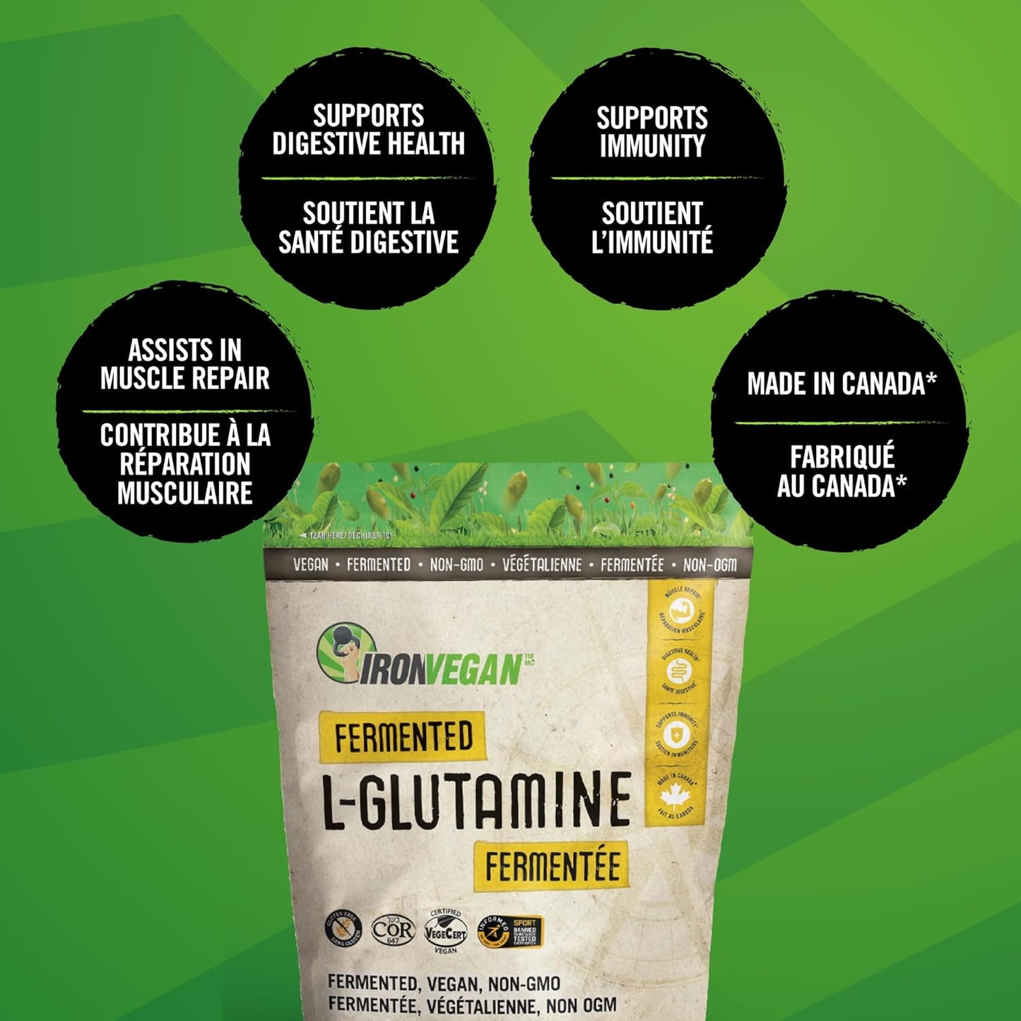 400 GR IRONVEGAN Fermented L-Glutamine Supplement for Muscle Recovery