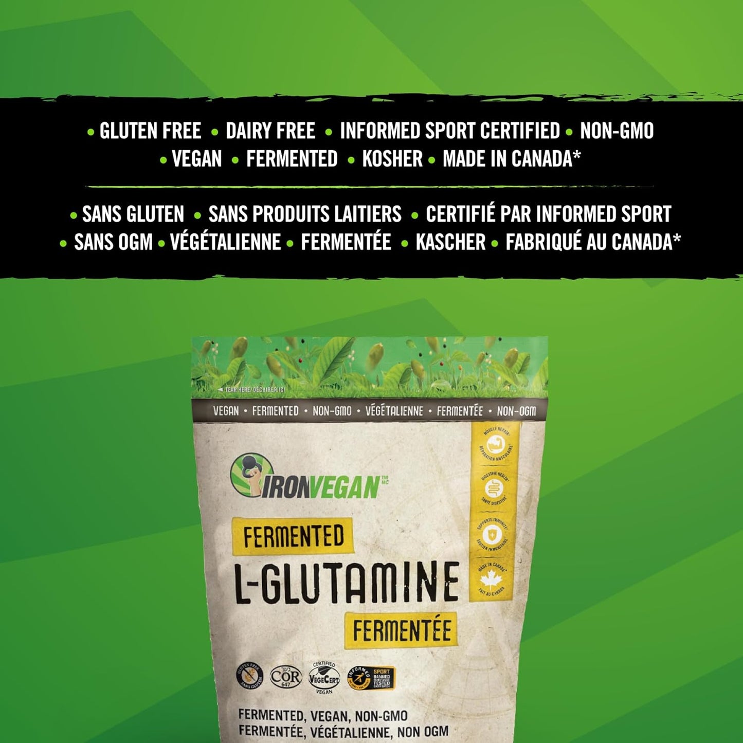 400 GR IRONVEGAN Fermented L-Glutamine Supplement for Muscle Recovery