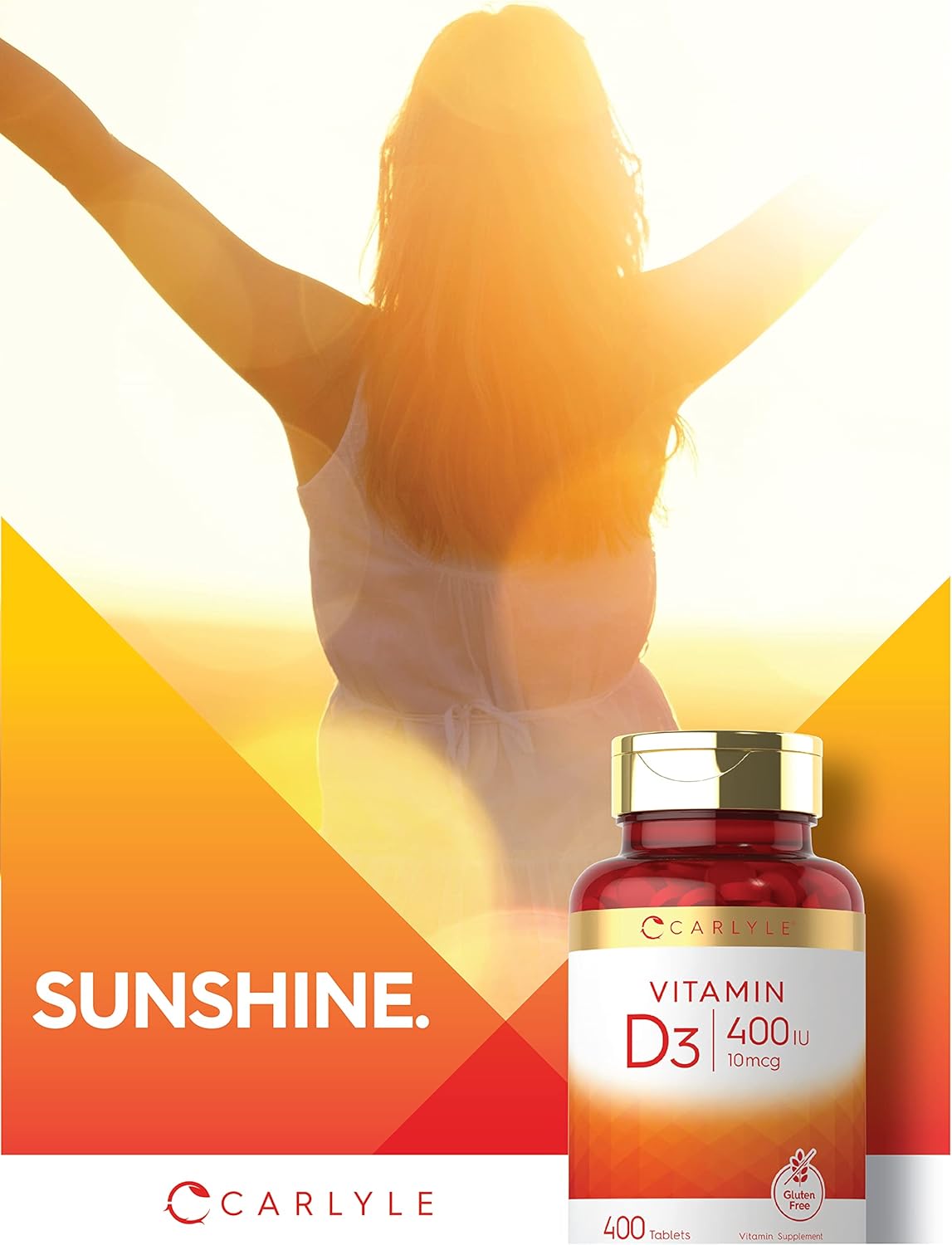400 Tablets Carlyle Vitamin D3 Supplement | 400iu (10mcg) | Vegetarian, Non-GMO, Gluten Free