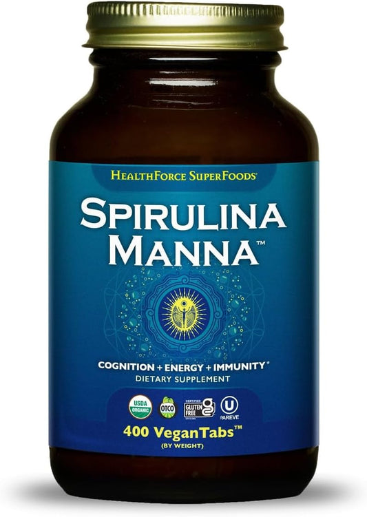 400 Vegan Spirulina Manna Tablets by HealthForce SuperFoods - Natural Superfood Supplement