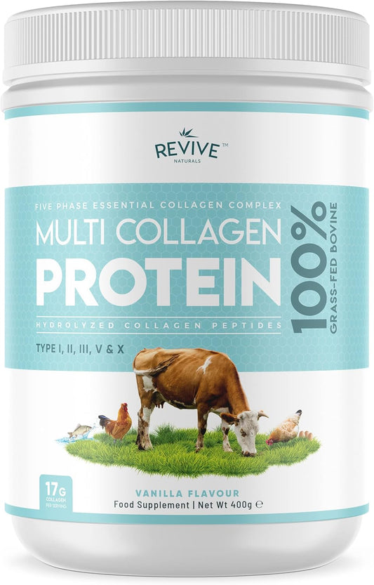 400g Unsweetened Vanilla Multi Collagen Protein Powder - 5 Types of Collagen Peptides - Keto Approved