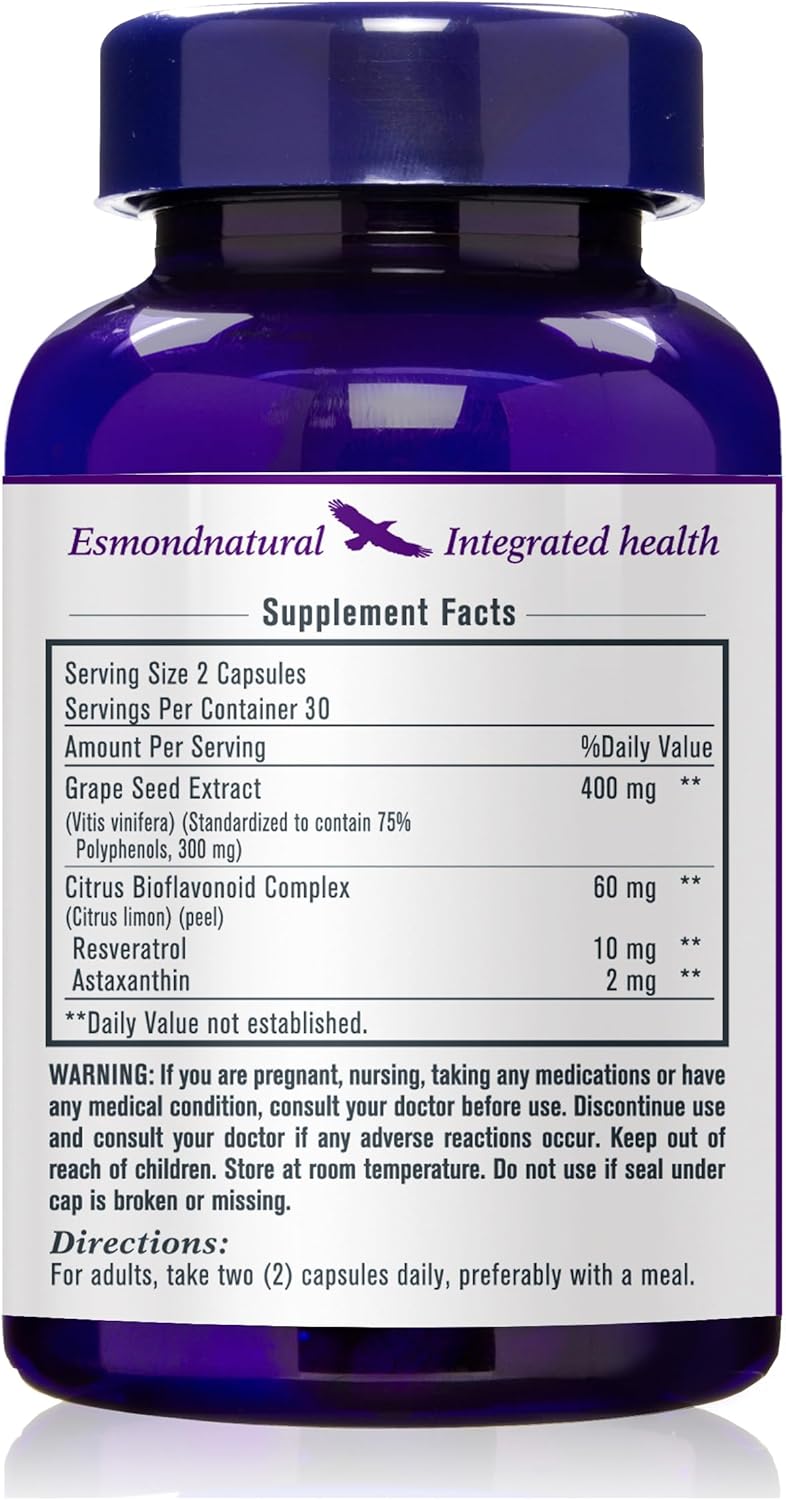 400mg Grapeseed Extract Capsules for Antioxidant Health - GMP Certified, Natural Product, Made in USA