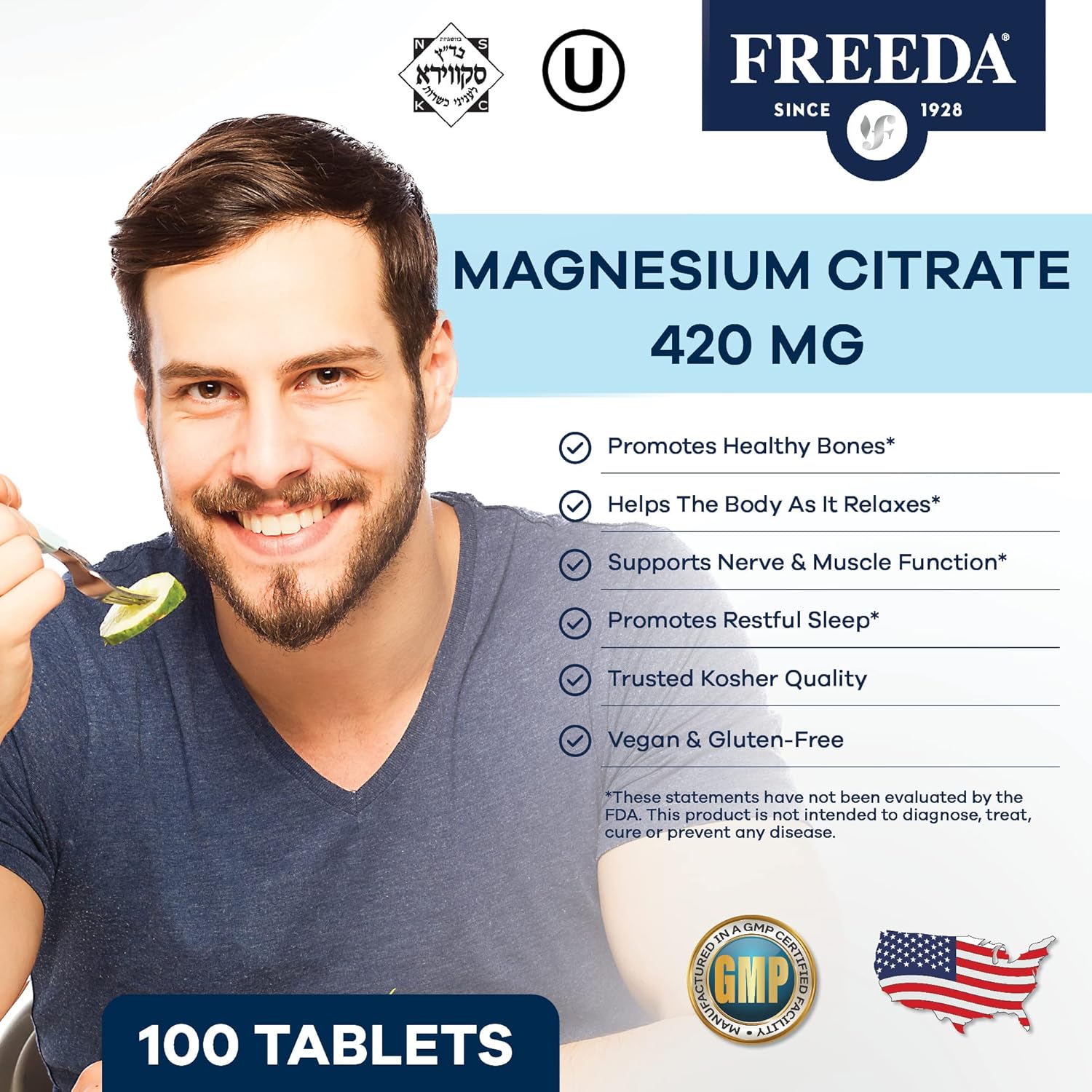 400mg Magnesium Citrate Tablets - Pure Mineral Supplement - 100 Ct Magnesium Citrate Pills - Mag Citrate Supplement