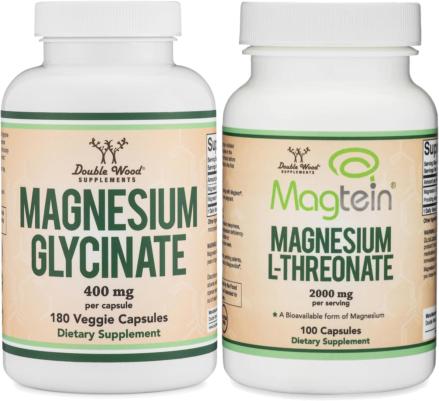400mg Magnesium Glycinate, 2000mg Magnesium L-Threonate - Double Wood Supplements
