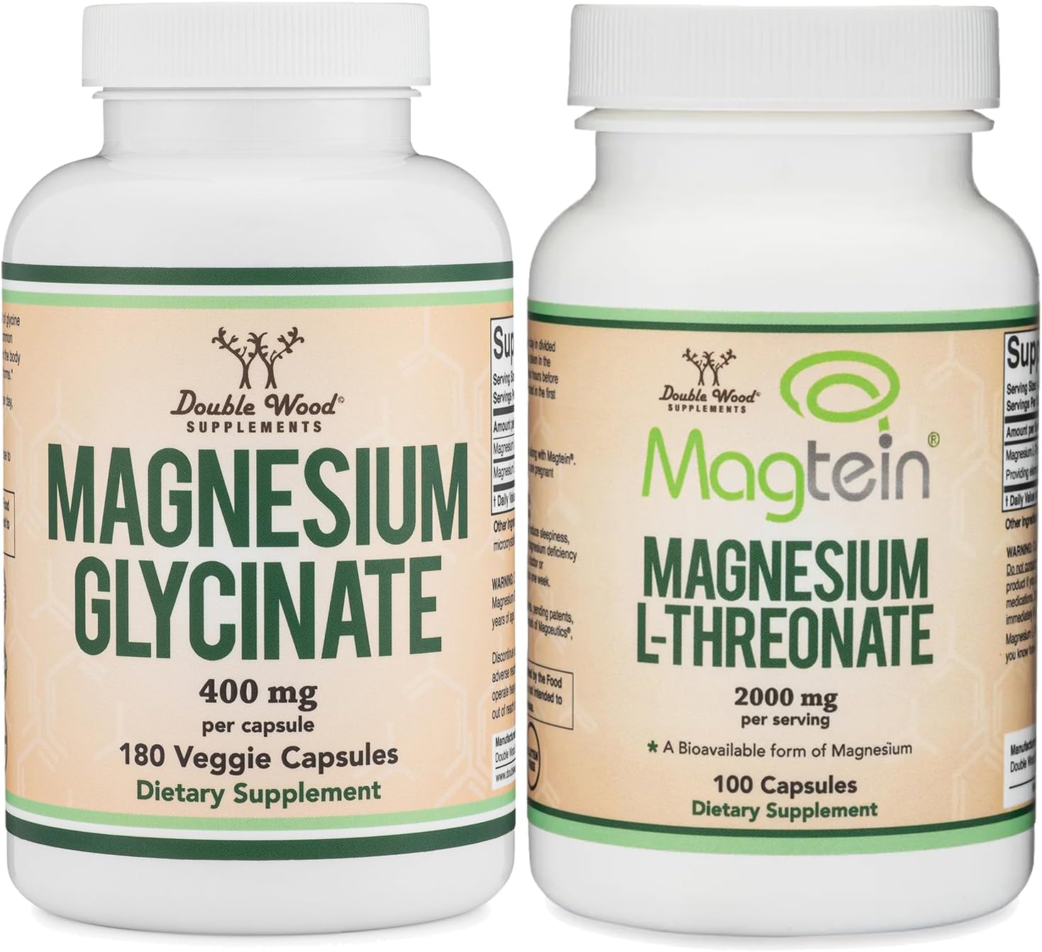 400mg Magnesium Glycinate, 2000mg Magnesium L-Threonate - Double Wood Supplements