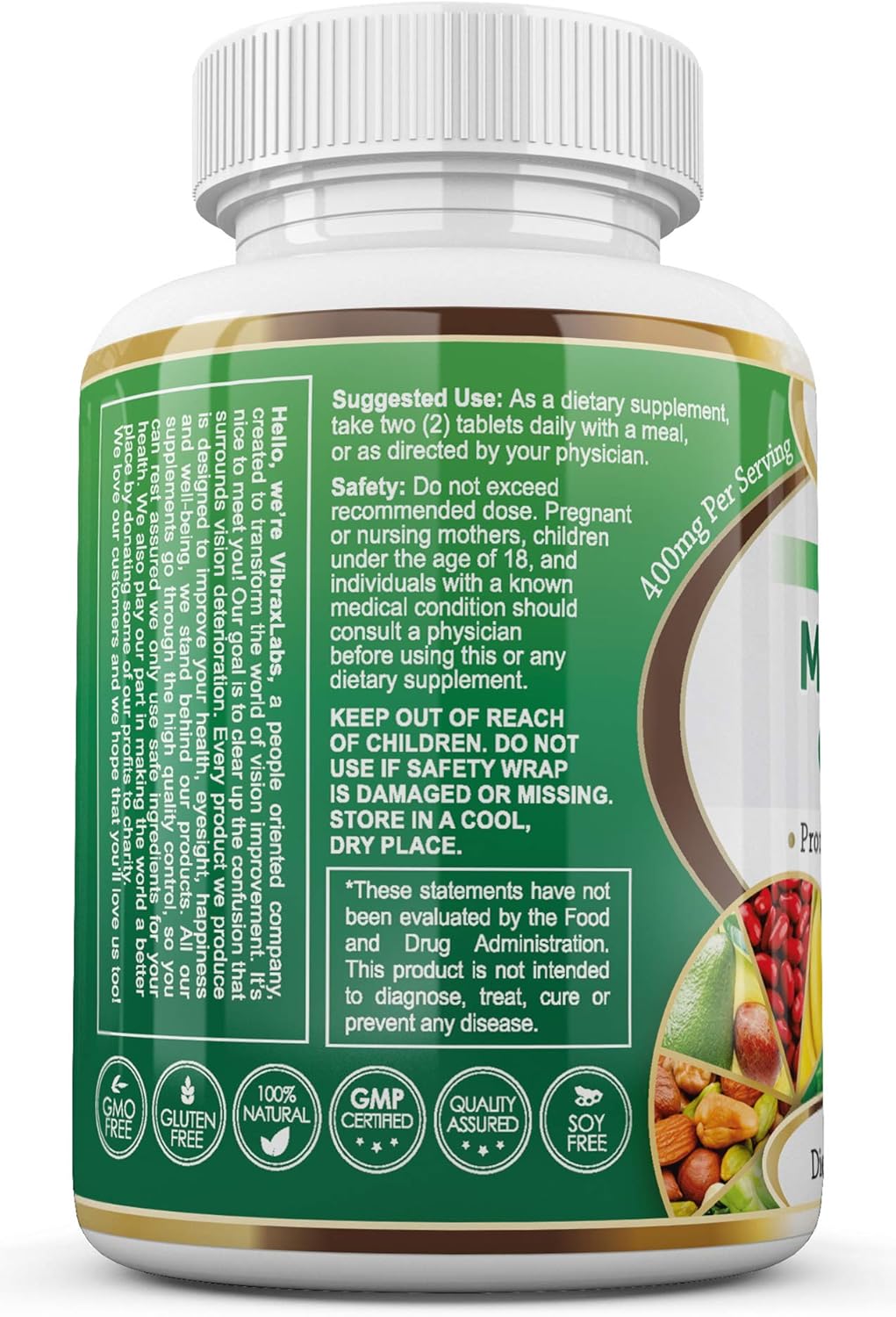 400mg Magnesium Glycinate Supplement for Stress, Energy, Muscle Cramps, Joint Support - High Absorption Formula for Men & Women