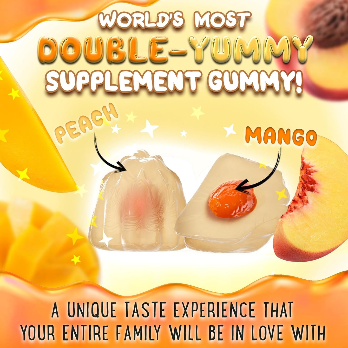 400MG Magnesium Glycinate with D3 & B6 Chewable Supplement for Adults and Kids - 60 Calm Chews - Peach, Mango, Strawberry, Banana