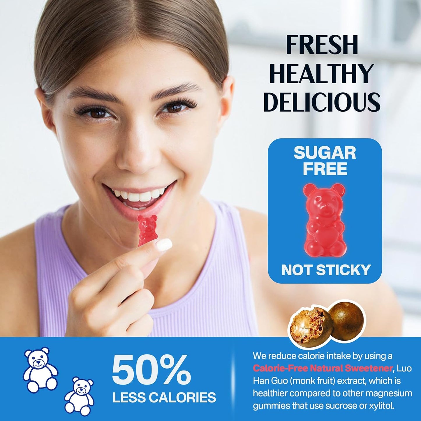 400mg Magnesium Malate Gummies with CoQ10, L-Theanine, and Vitamin D3 for Energy, Muscle, Calm & Relaxation Support - Sugar-Free Supplement with B6, B12, and Folate 5-MTHF - 1 Pack