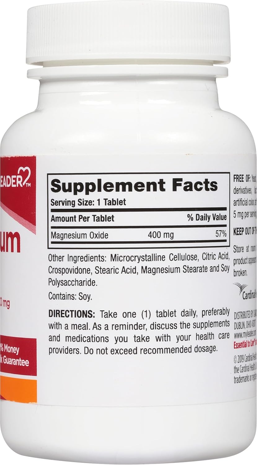 400MG Magnesium Oxide Dietary Supplement Tablets - 120 Count by LEADER