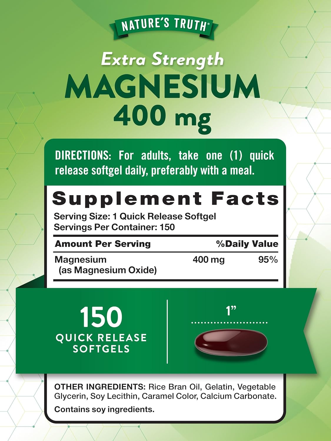 400mg Magnesium Oxide Softgels - Non-GMO & Gluten Free Mineral Supplement by Nature's Truth
