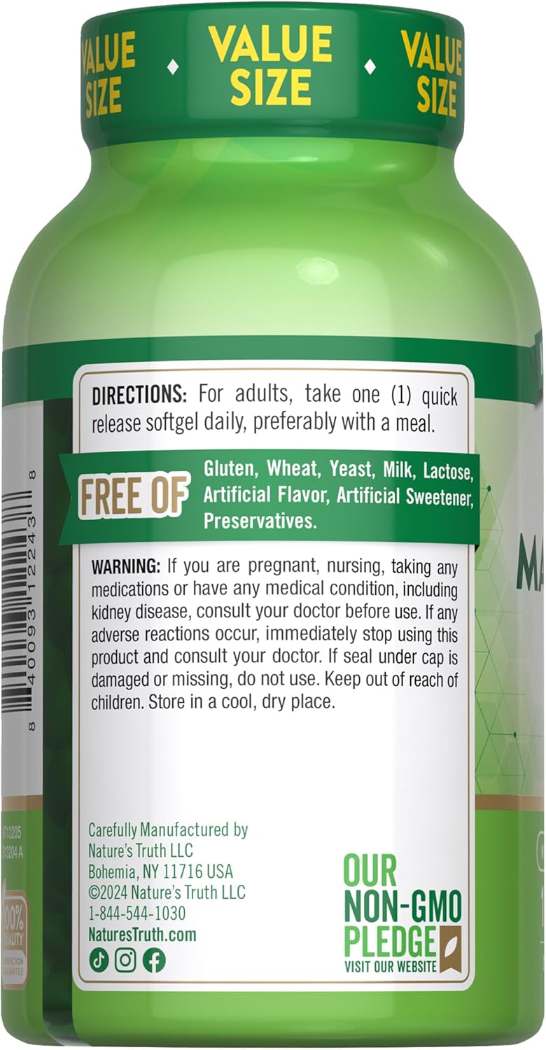 400mg Magnesium Oxide Softgels - Non-GMO & Gluten Free Mineral Supplement by Nature's Truth