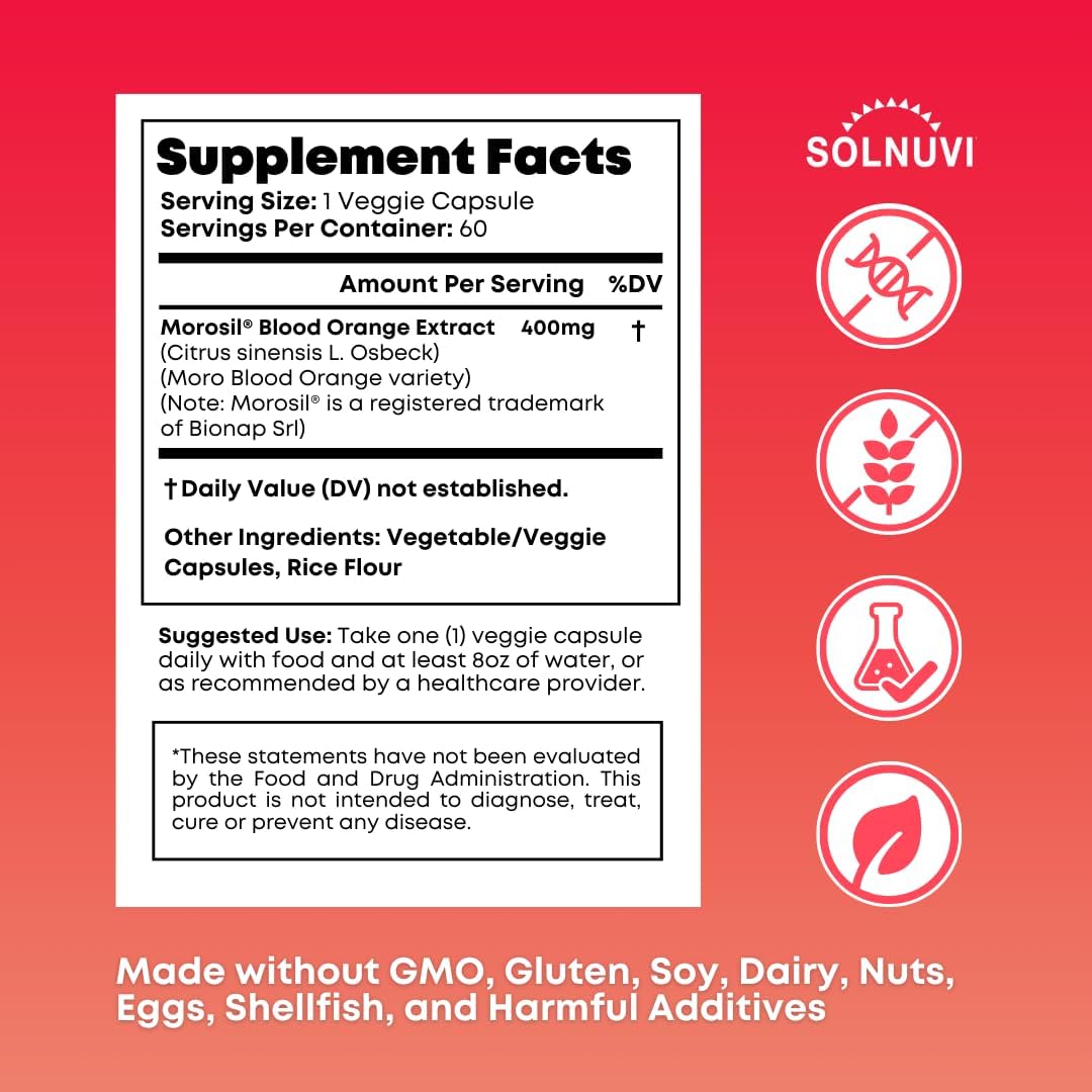 400mg Morosil Clinically Tested C3G Supplement for Metabolism & Antioxidant Support - 60 Veggie Capsules - Non-GMO, Gluten-Free, Vegan