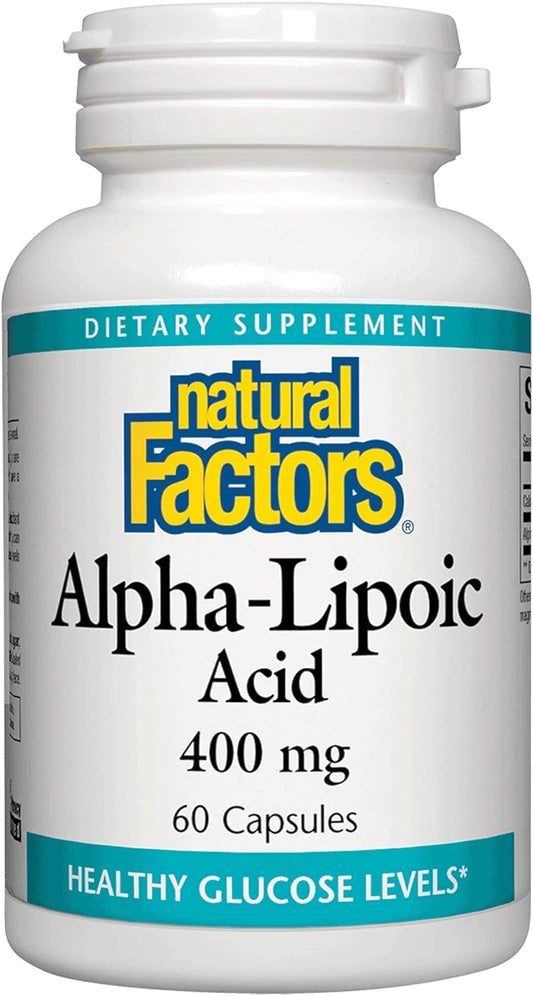 400mg Natural Factors Alpha-Lipoic Acid Capsules for Whole Body Antioxidant Support (60 Count)