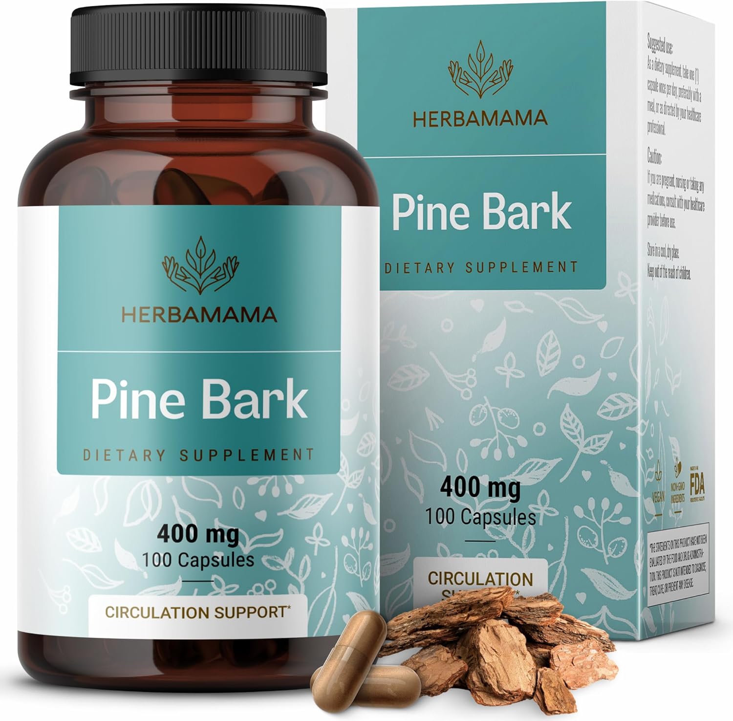 400mg Pine Bark Extract Capsules for Antioxidant Support - Vegan and Non-GMO Pinus Pinaster Supplement