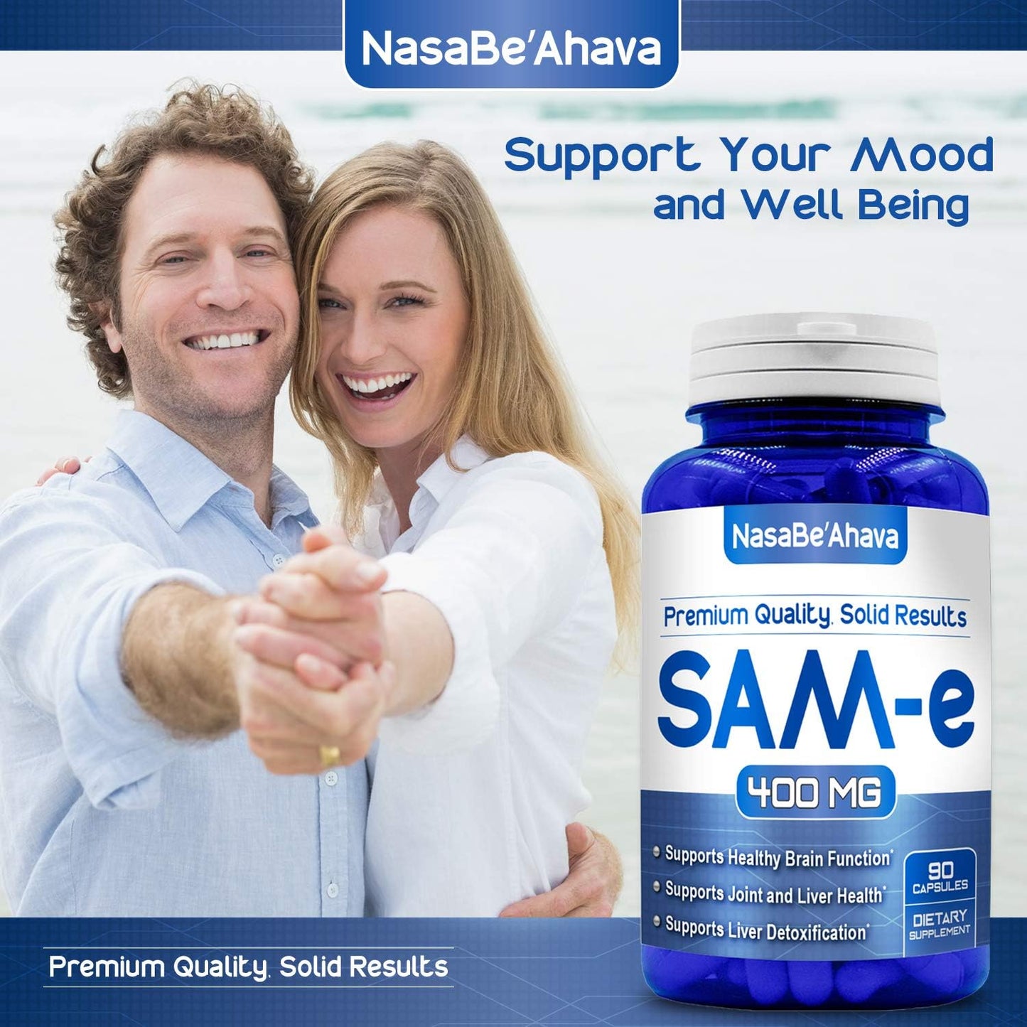 400mg SAM-e Supplement for Bone, Joint, and Mood Support | Easy Absorption S-Adenosyl-L-Methionine | Non-GMO, Gluten-Free | Made in USA (90 Day Supply)