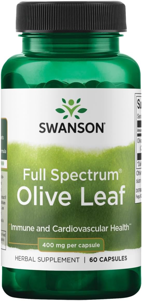 400mg Swanson Full Spectrum Olive Leaf Capsules - 60 Count