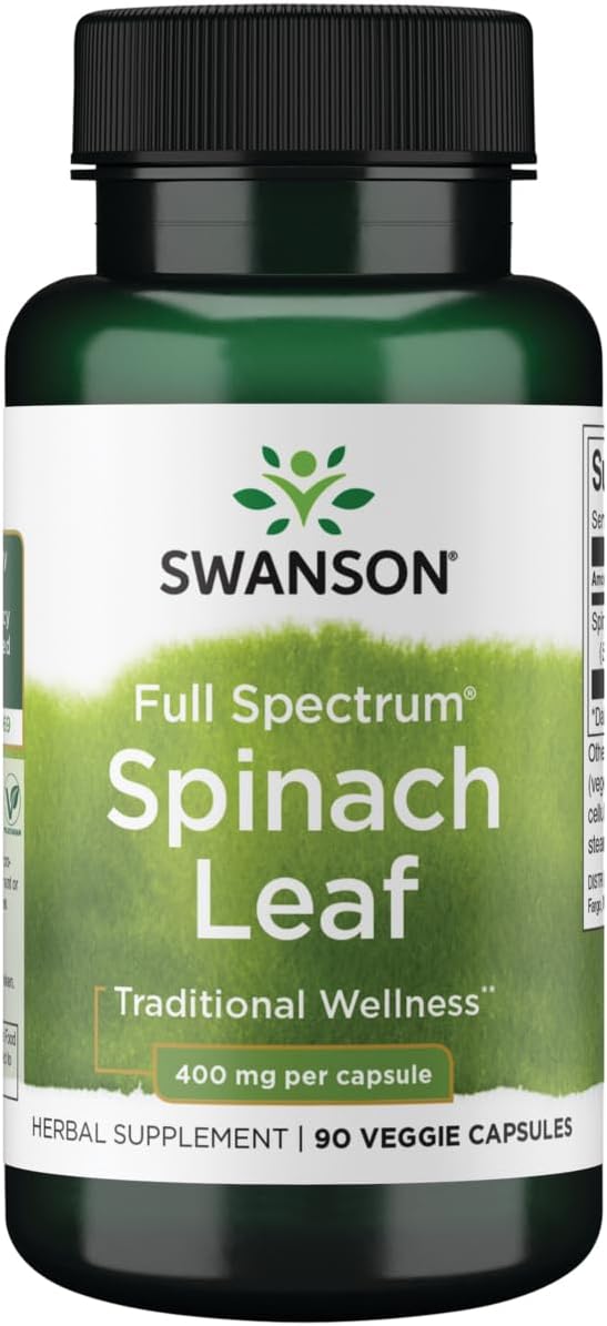 400mg Swanson Full Spectrum Spinach Leaf Extract - 90 Vegetarian Capsules for Immune Support