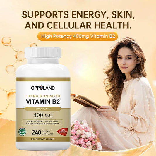 400mg Vitamin B2 Riboflavin for Energy Metabolism - 240 Veggie Capsules