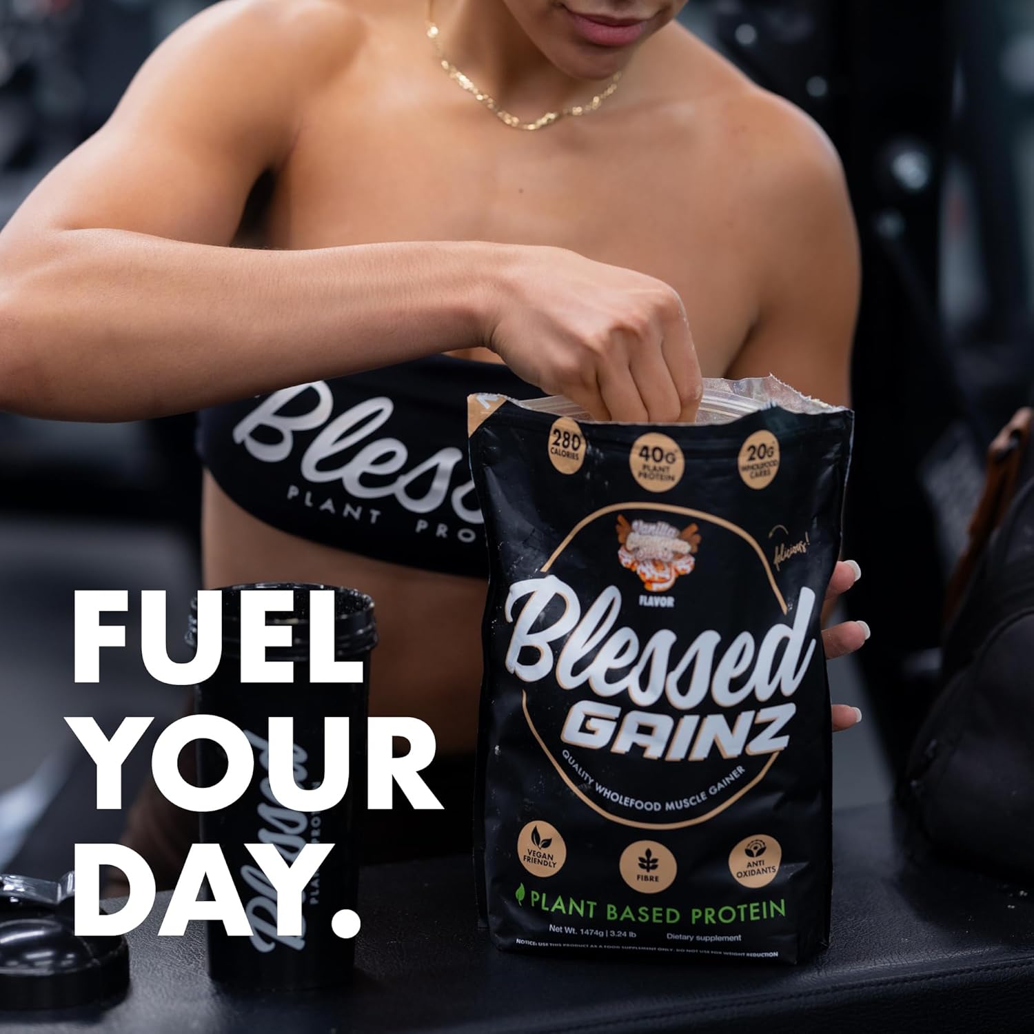 40g Plant Based Vegan Protein Powder Mass Gainer - Meal Replacement Shake with Pea Protein - 40 Servings (Peanut Butter)