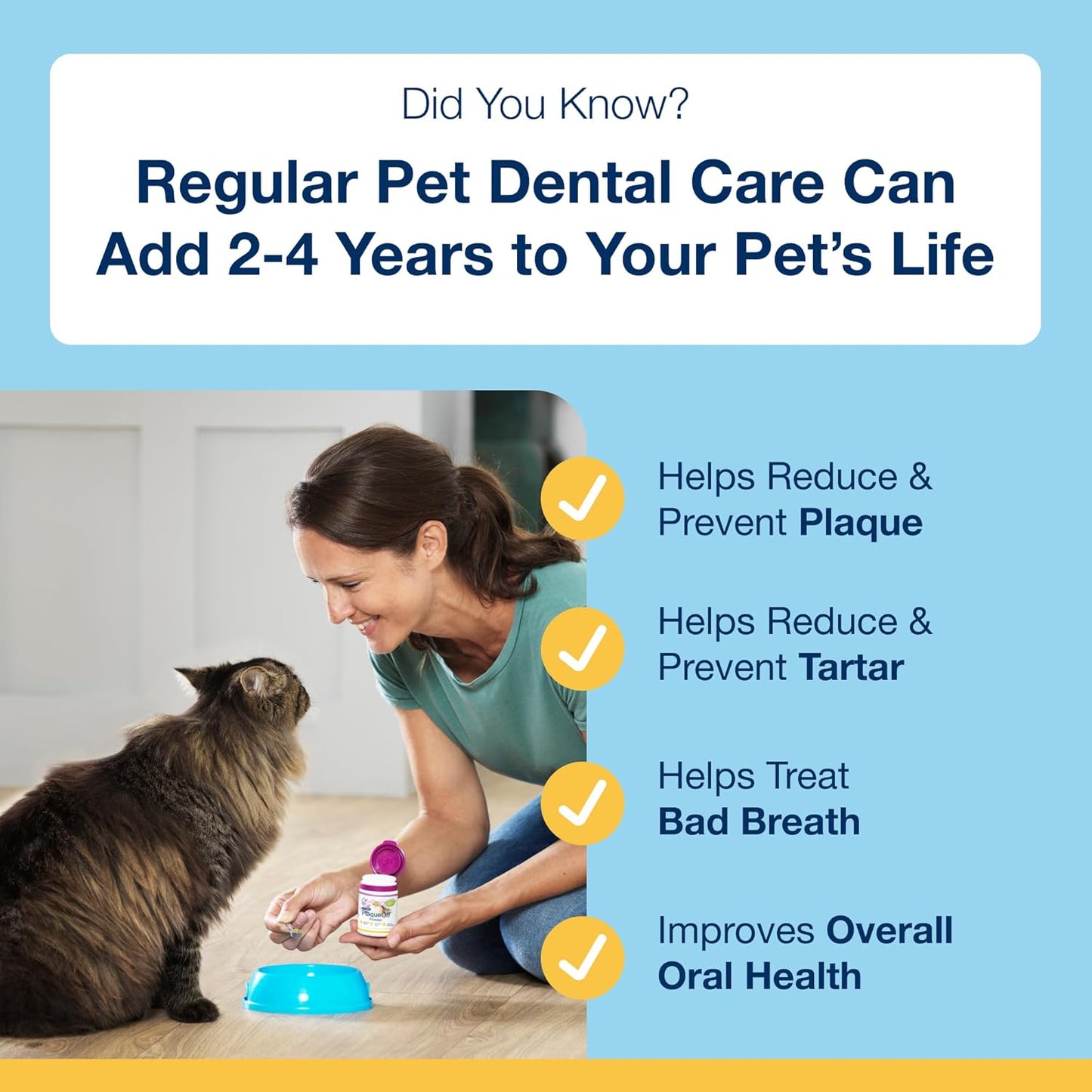 40g ProDen PlaqueOff Powder for Cats - Oral Care to Reduce Plaque, Tartar, and Freshen Breath