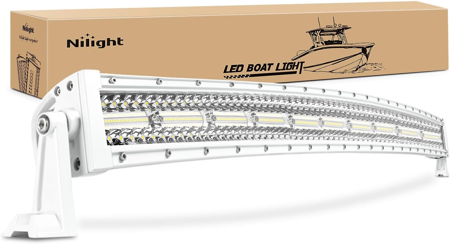 42" Nilight Marine LED Light Bar for Night Fishing on Ponton Boat Deck - White Spot Flood Combo Navigation Lights for Yachts, Sailboats, Trucks, and Tractors