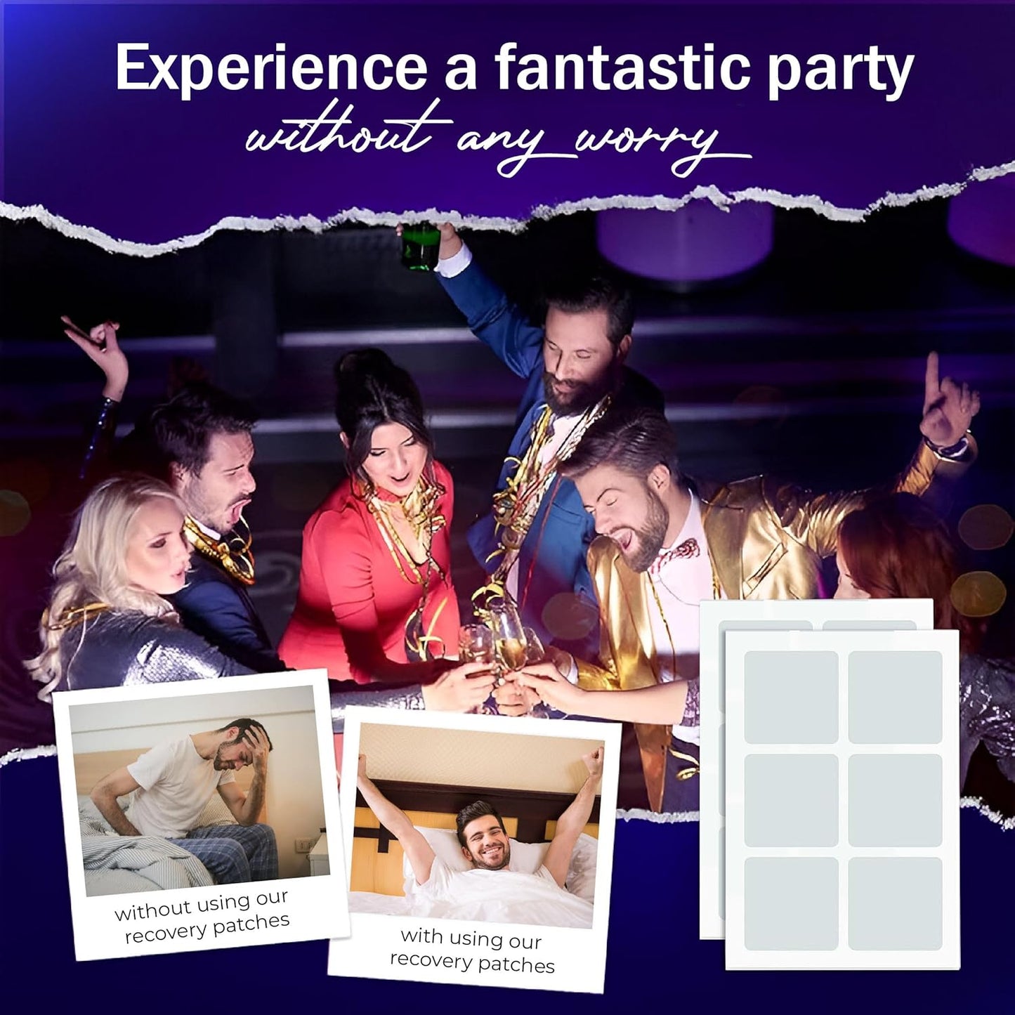 42-Pack NC Natural Cures Party Night Recovery Patches - Skin-Friendly, Secure Fit - Wake Up Refreshed and Energized - Natural Ingredients