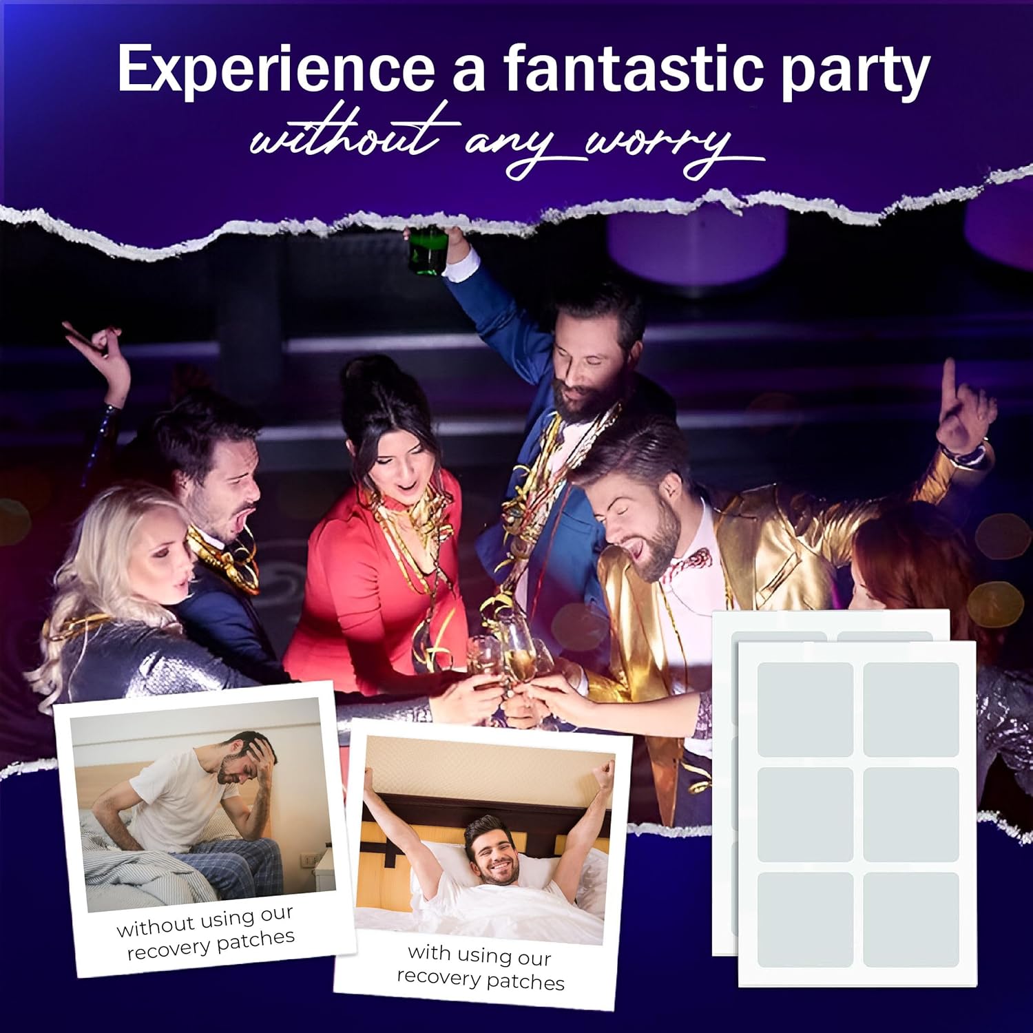 42-Pack NC Natural Cures Party Night Recovery Patches - Skin-Friendly, Secure Fit - Wake Up Refreshed and Energized - Natural Ingredients