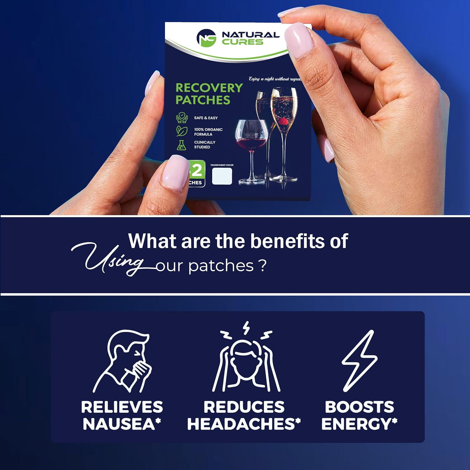 42-Pack NC Natural Cures Party Night Recovery Patches - Skin-Friendly, Secure Fit - Wake Up Refreshed and Energized - Natural Ingredients