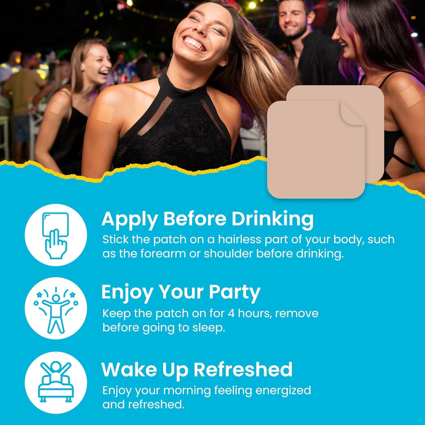 42 Pack of PATCH4U Party Recovery Patches with 100% Natural Ingredients for Refreshed Mornings - Skin-Friendly & Waterproof Formula for Pre-Drinking Use