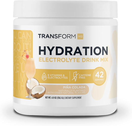 42 Servings of Pina Colada Hydration Mix - Boost Electrolytes, Mental Clarity, & Vitamins with TransformHQ