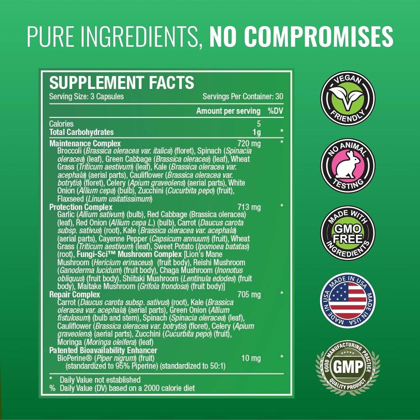 42 Whole Fruit and Veggie Supplement for Enhanced Health - Daily Natural Vitamins, Minerals, Antioxidants - 180 Capsules - 2-Month Supply by Approved Science