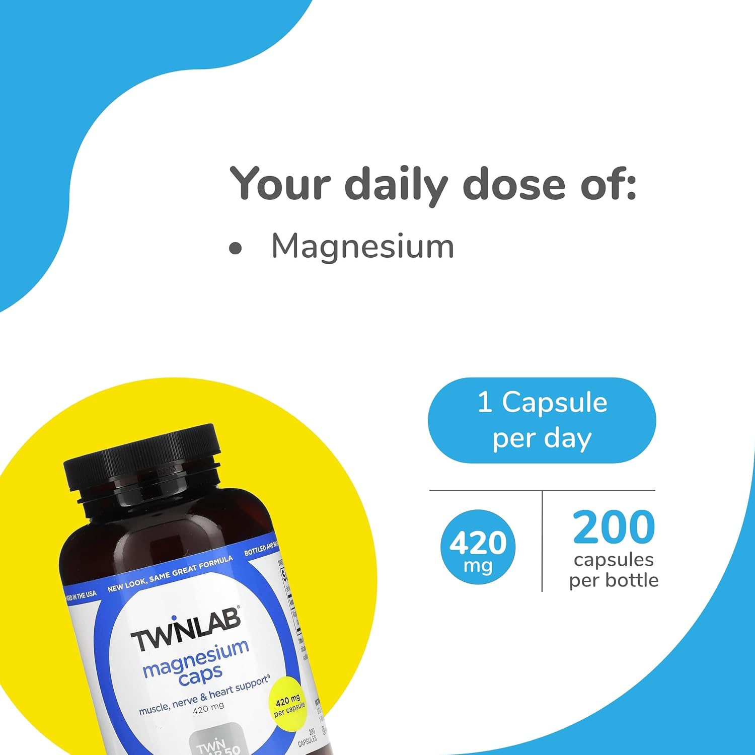 420 mg Twinlab Magnesium Capsules & 100 mg Reserveage Beauty Resveratrol Gummies - Stress Relief & Vegan - 200 Count, 1 Pack - BoostGo Australia