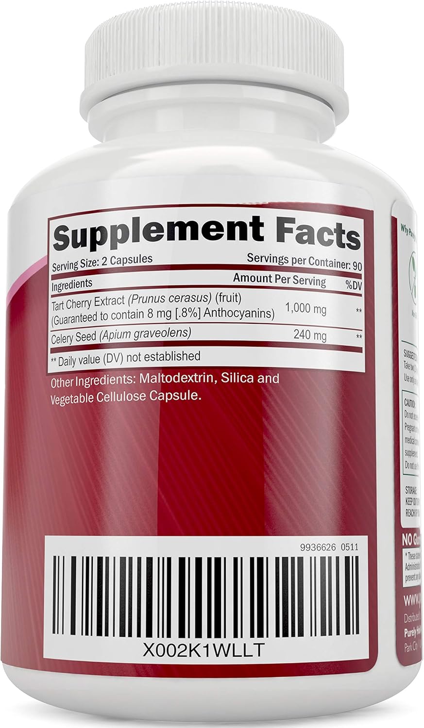 430 Vegan Capsules of Purely Holistic Grape Seed Extract 400mg with Tart Cherry & Celery Seed - Made in USA