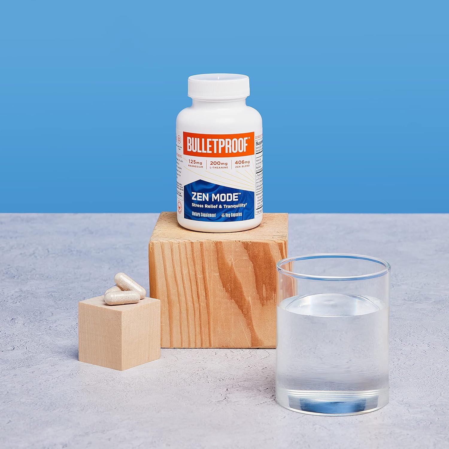 45 Count Bulletproof Zen Mode Stress Relief Capsules for Calm and Tranquility