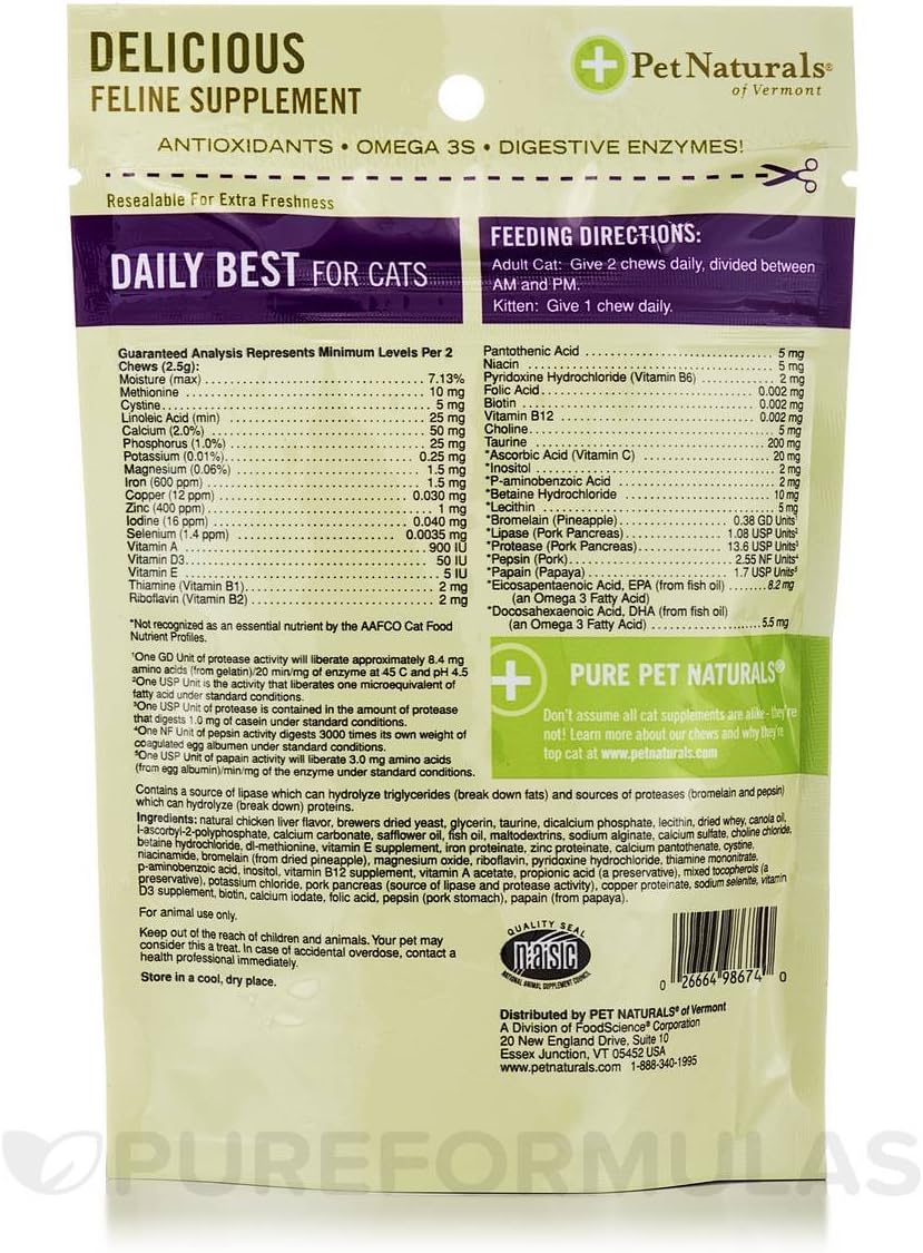 45 Count Pet Naturals Daily Best Supplement for Cats
