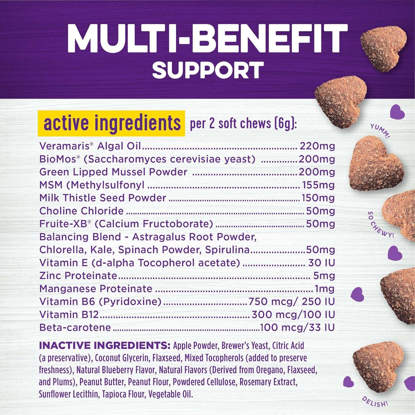 45 Count Wellness Soft Chews with Peanut Butter & Apple Flavor for Dog's Multi-Benefit Supplements