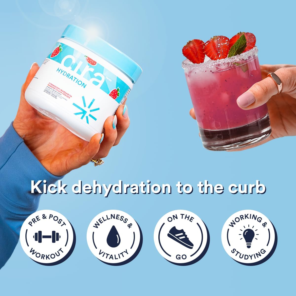 45-Serving Cira Hydration Powder with Himalayan Salt - Electrolyte Drink Mix for Dehydration Relief - Strawberry Margarita Flavor
