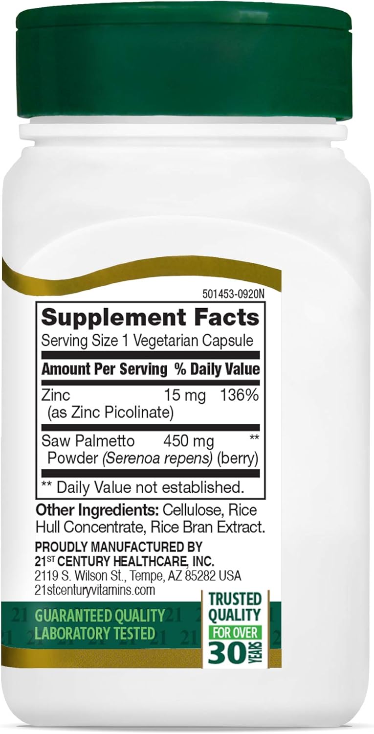 450mg Saw Palmetto Capsules - 60 Count - Vegan Friendly