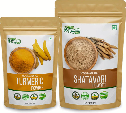 454g Shatavari & 115g Turmeric Powder Combo Pack for Immune Support and Overall Wellness