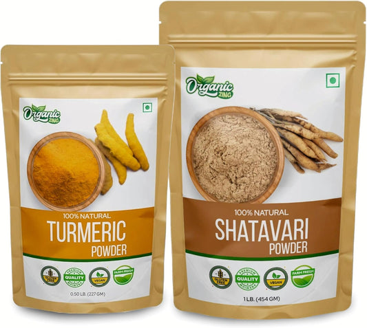 454g Shatavari and 227g Turmeric Powder Bundle - Ayurvedic Superfood Supplement Pack