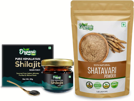454g Shatavari Powder & 20g Shilajit Resin Bundle - Ayurvedic Supplements for Wellness