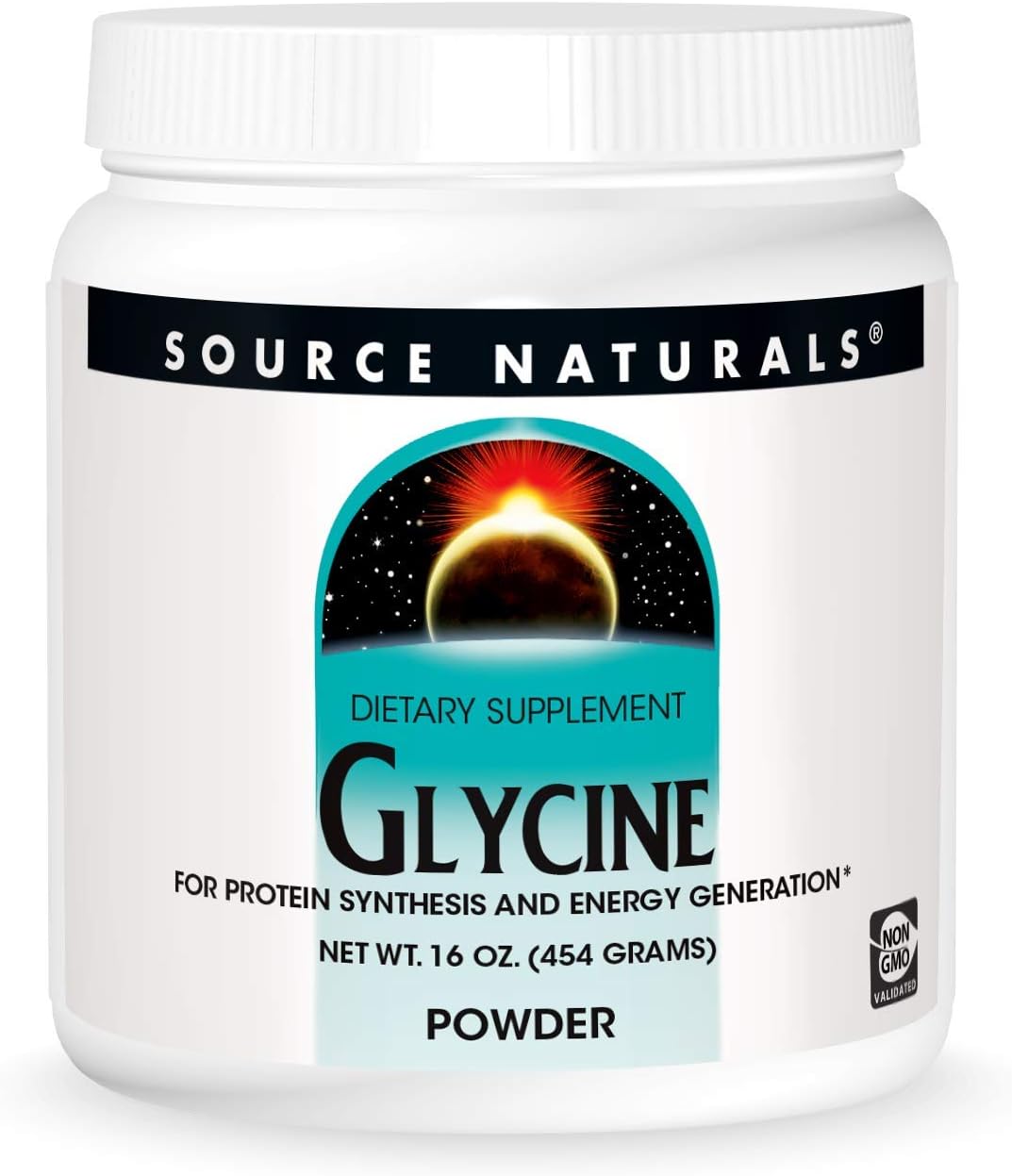 454g Source Naturals Glycine Powder for Protein Synthesis and Energy, Non-GMO and Gluten-Free