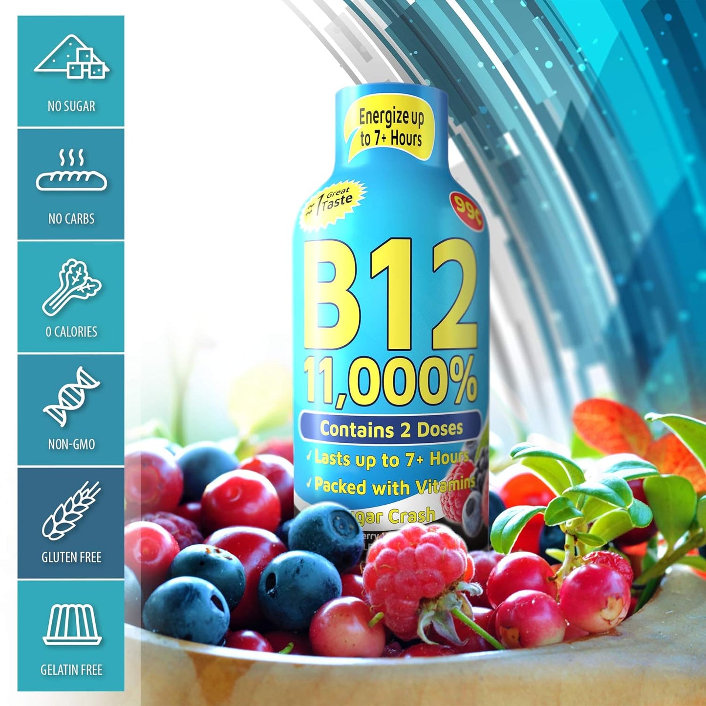 48 Count Mixed Berry Flavor Vitamin Energy Shots - Up to 7 Hours of Energy - 1.93 Fl Oz