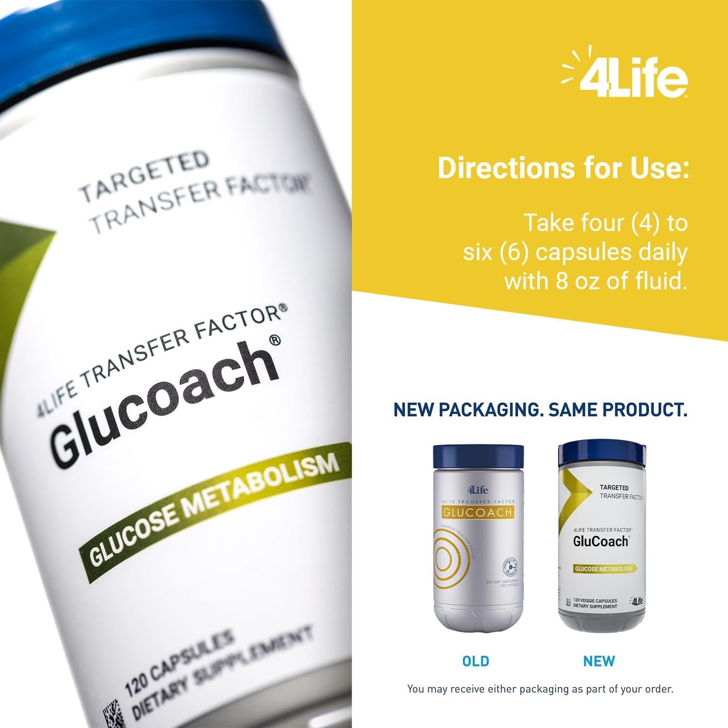 4Life Transfer Factor GluCoach Capsules - Supports Healthy Hormone Balance, Endocrine System, and Metabolism - 120 Count