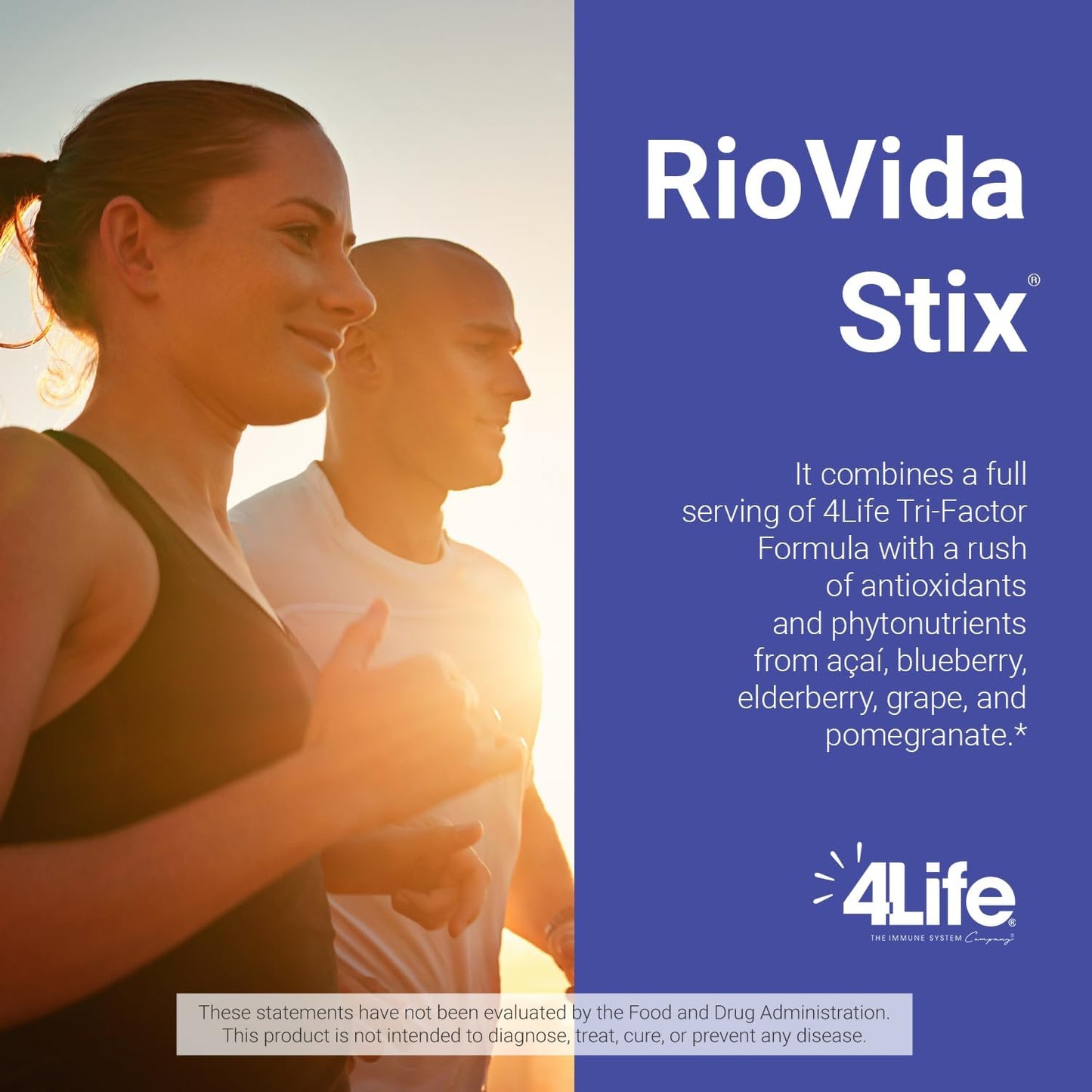 4Life Transfer Factor RioVida Stix Tri-Factor Formula with Elderberry, Blueberry, Pomegranate, Acai - 15 Packets - Immune System Support