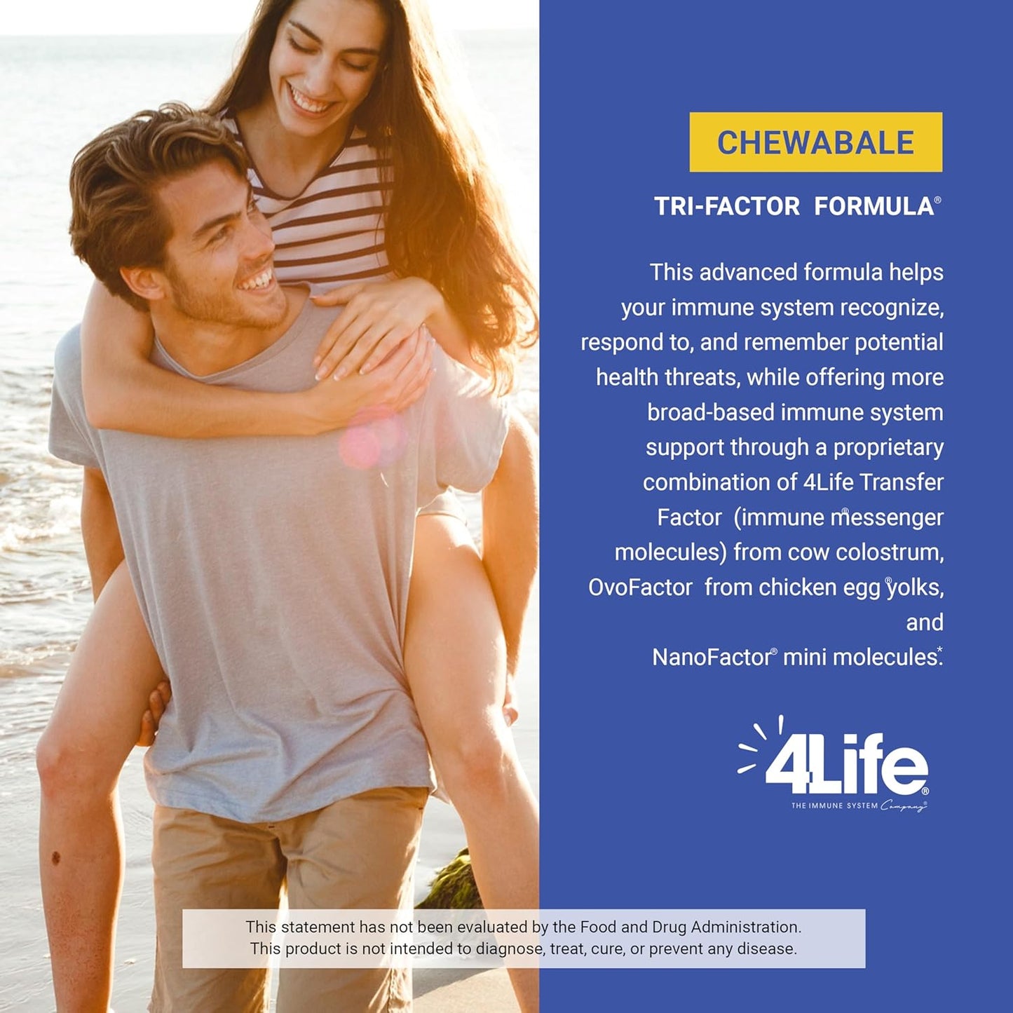 4Life Transfer Factor Tri-Factor Chewables with Colostrum and Egg Yolk Extracts - Citrus Cream Flavor - 90 Tablets