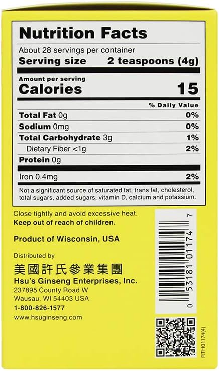 4oz Bag of Hsu's Ginseng American Ginseng Powder from Marathon County, Wisconsin, USA (SKU 1174)