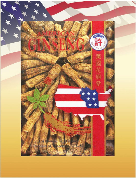 4oz Box of Hsu's Ginseng Medium Prong Wisconsin American Ginseng Direct from Gardens - SKU 122-4