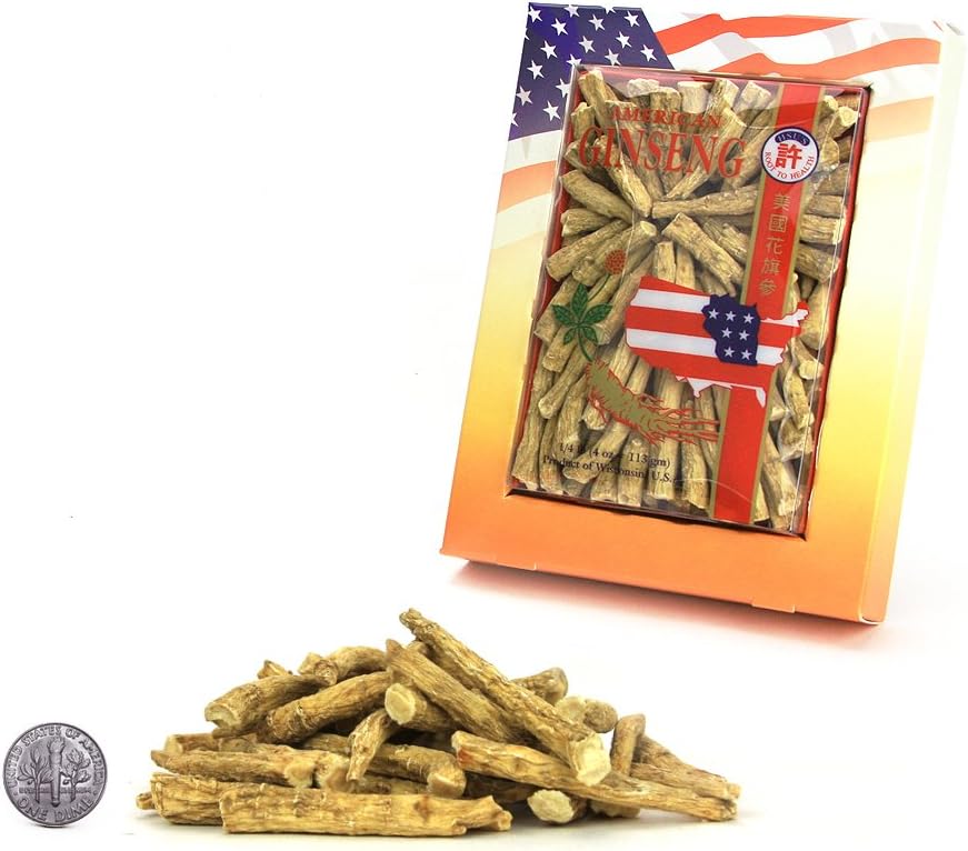 4oz Box of Hsu's Ginseng Medium Prong Wisconsin American Ginseng Direct from Gardens - SKU 122-4